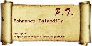 Pohrancz Talamér névjegykártya